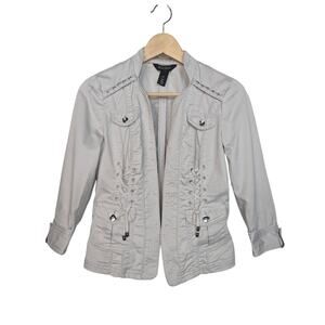 White House Black Market‎ Corset Style Gray Jacket Blazer Gray 00